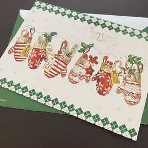 Holiday Wishes Christmas Socks Family‎ Gifts Greeting Card with Envelope